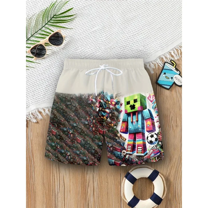 New 3D fashion printed mesh breathable adult and children's European and American casual beach pants