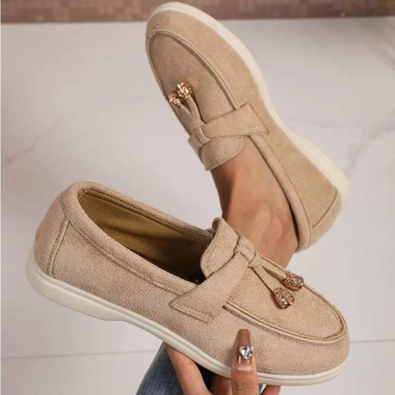 

New Women's Soft Leather Retro Loafers Lazy Step on Thick Sole Flat Bottom Comfortable Single Shoes Vulcanized Walking Sneaker