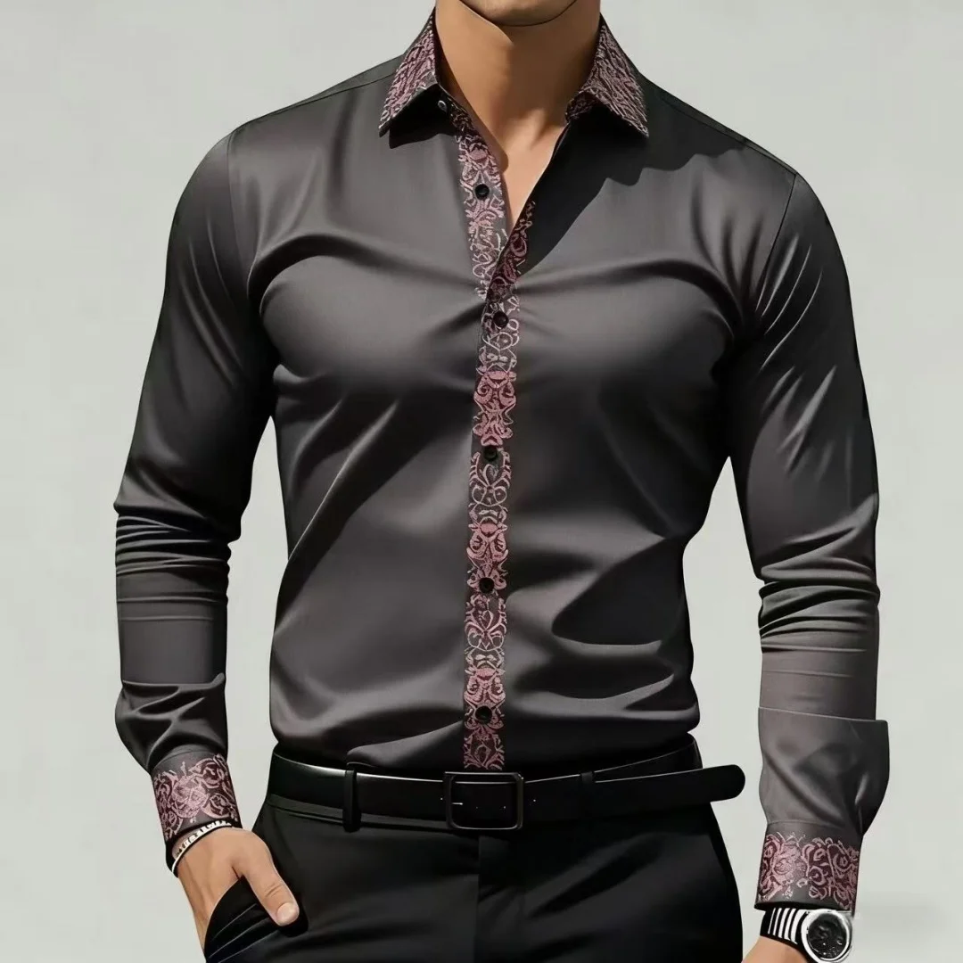 

2025 New Men's Long-Sleeved Shirt, Stylish Collared Button-Up Top, Versatile, Casual and Comfortable.