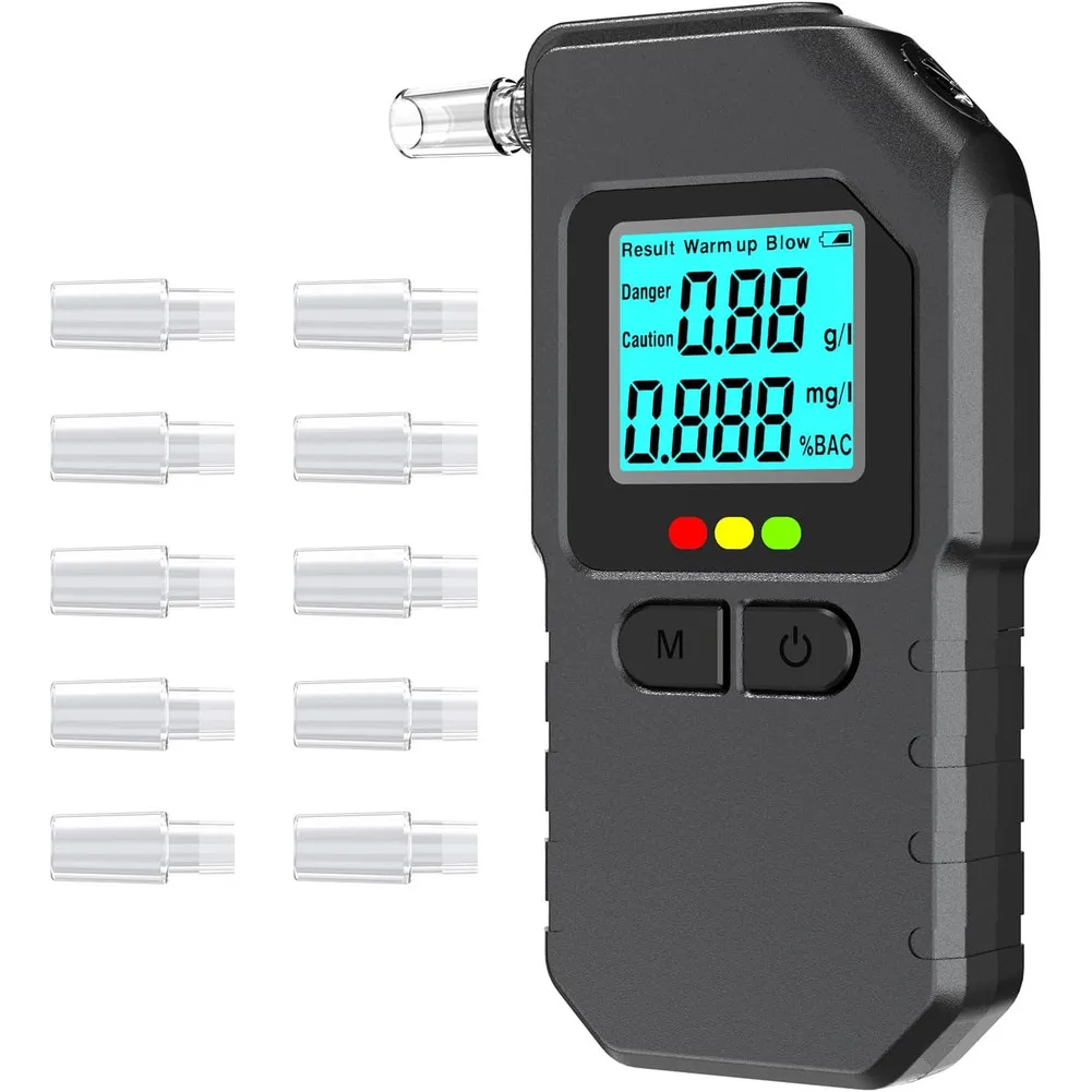 

Portable Breathalyzer Beverage Tester Digital LCD BAC Detector + Mouthpieces For Personal Use Or Post-party Testing