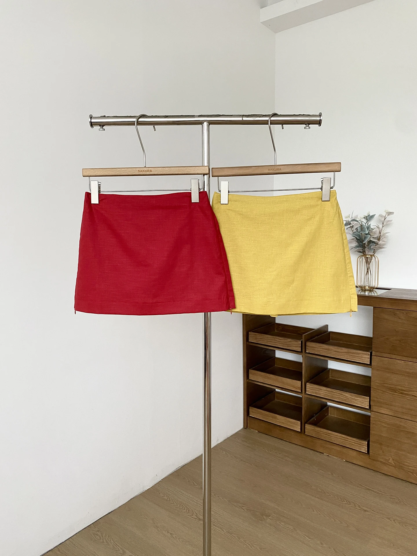 Red A-Line  Skirt Women's Summer 2026 Slimming Short Skirt Pants High Waist Polyester Fiber Trendy Hot Girl DIYI Plum Jam