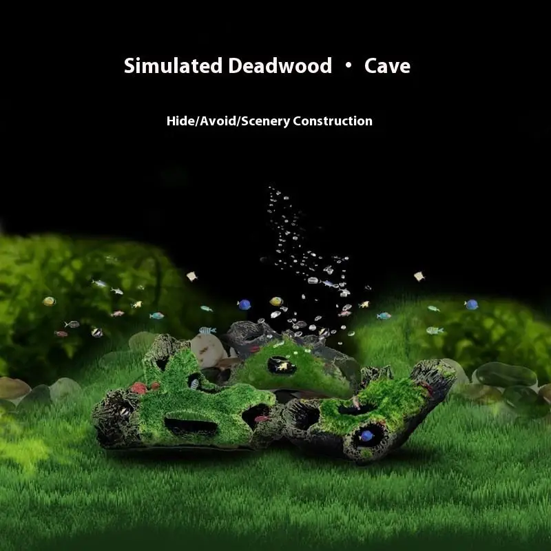 Resin Fish Shrimp Breeding Hiding Cave Simulation Moss Tree Roots Dry Wood Aquarium Fish Tank Decoration Accessory