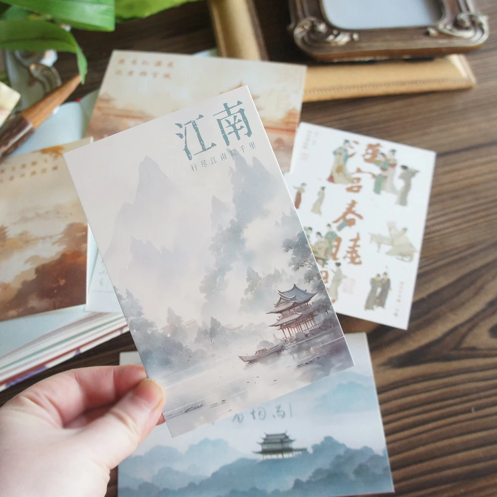 15pcs Landscape Painting and Poetry Design Post Card Greeting Cards Gift Card Party Invitation Scrapbooking Use