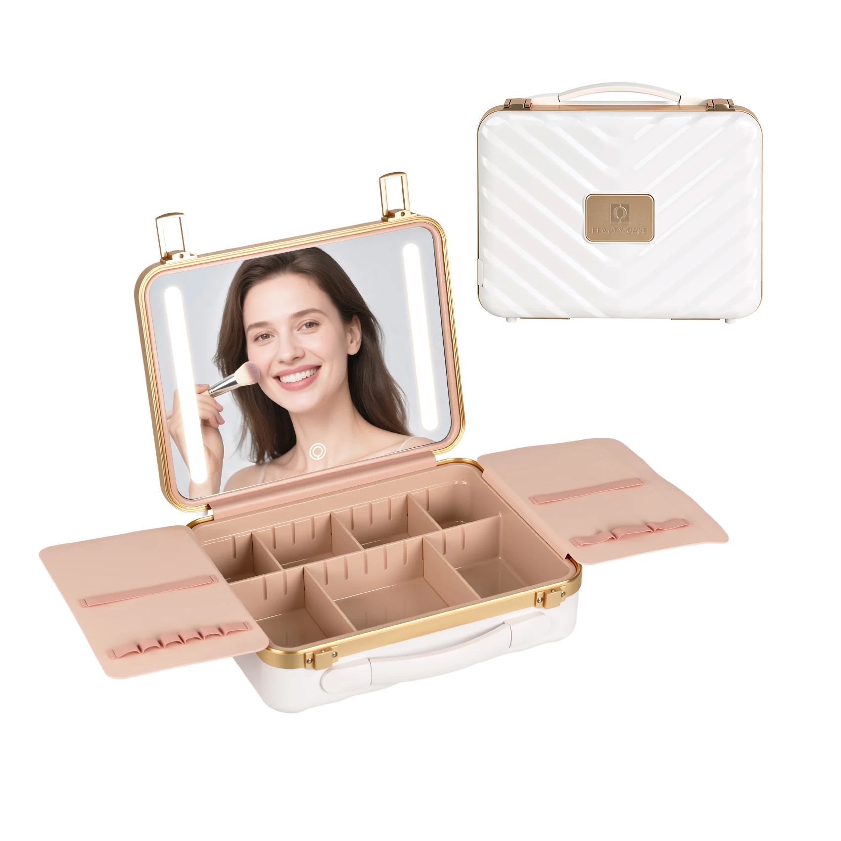 

OBOX 2026 New Makeup Case for Women, Portable Cosmetic Organizer with LED Light & Mirror, Large Capacity Handheld Storage Box