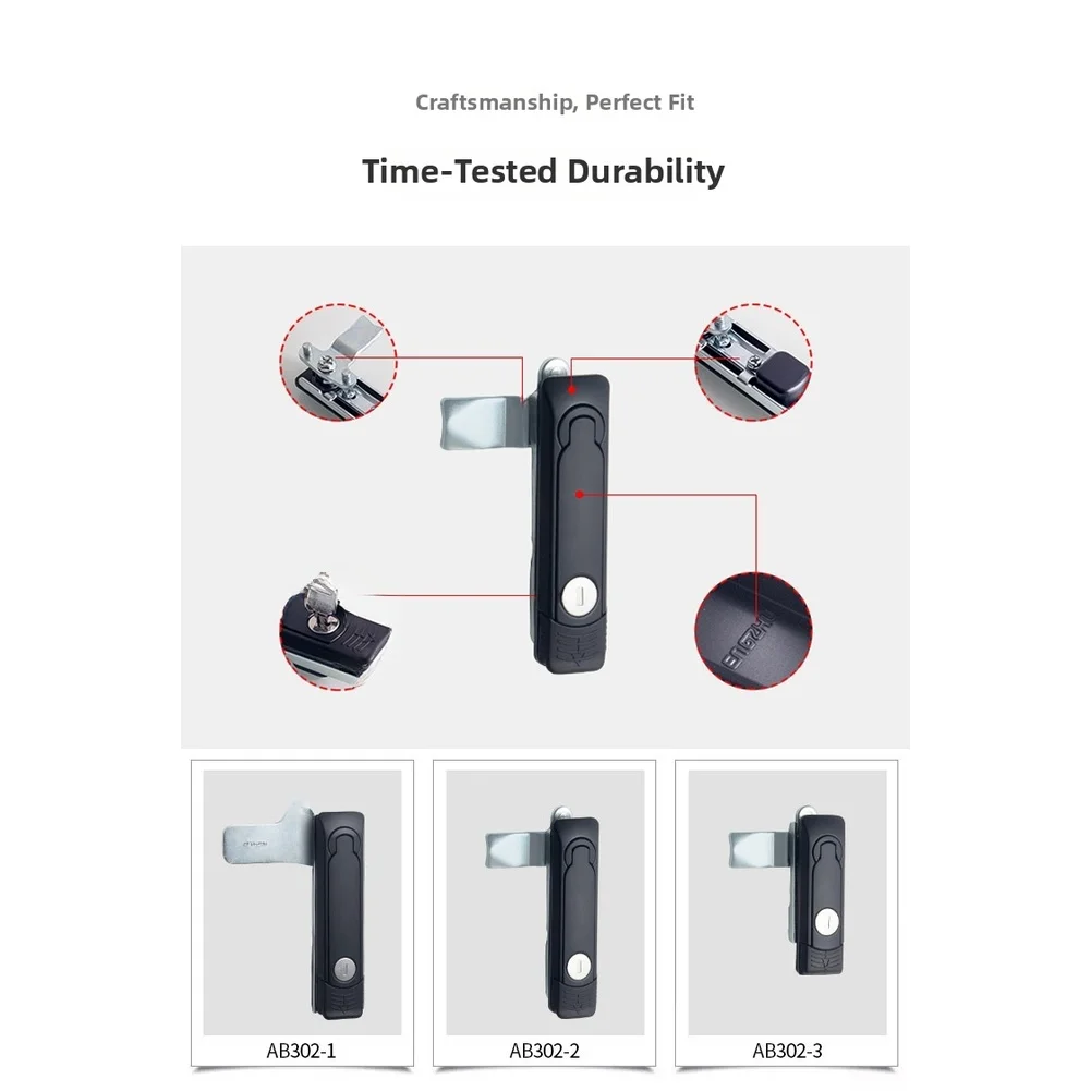 1pc Black AB302 Handle Lock For Industrial Electrical Cabinet Flat Panel Door Security Mechanism Hardware