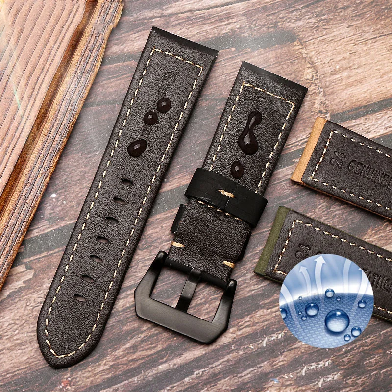 Matowy pasek ze skóry bydlęcej do zegarka Panerai PAM111 441 312 Breitling Hamilton Diesel Męski pasek ze skóry bydlęcej 22 24 mm 26 mm