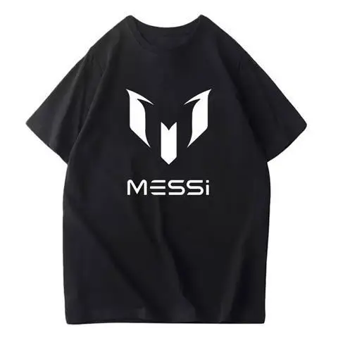 Football Messi Barcelona Messi T-shirt Short Sleeve Fans Pure Cotton Loose Sports Half Sleeve Men's and Women's T-shirt Sleeve