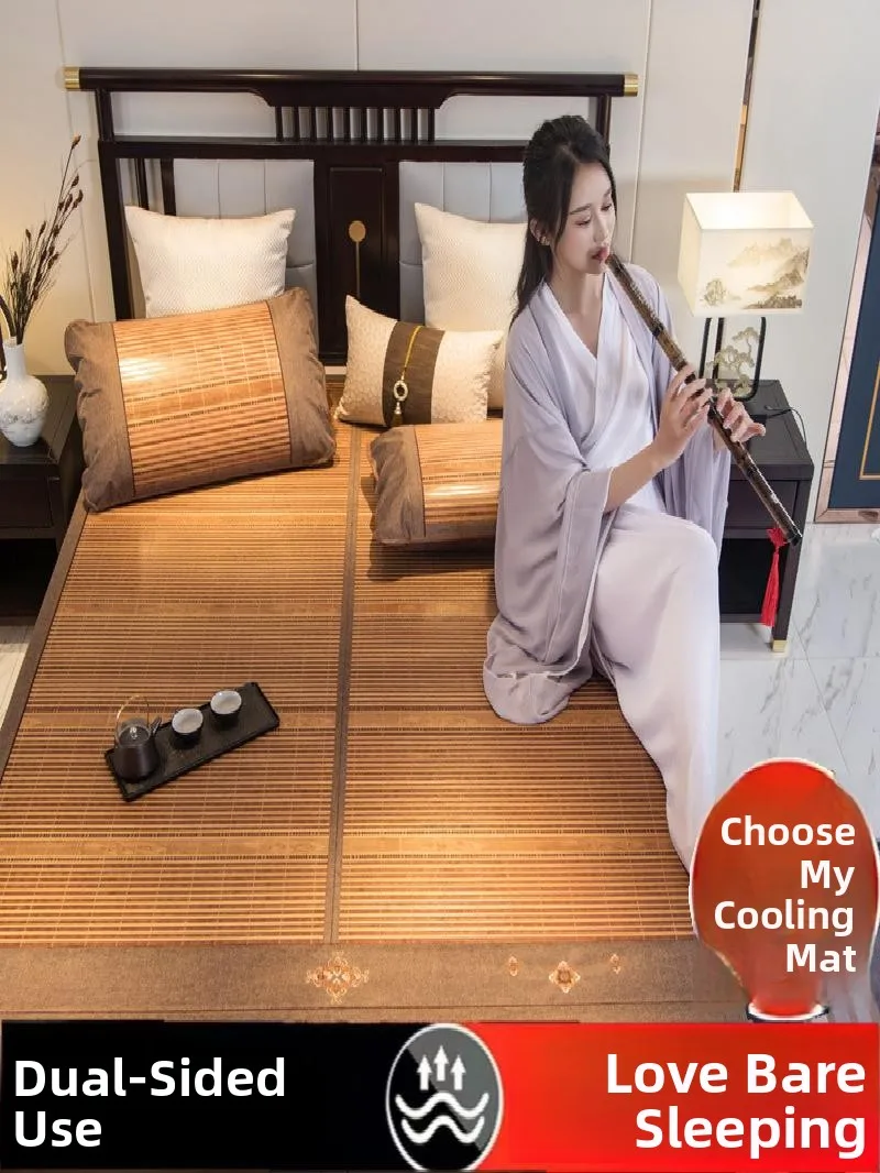 

Cooling Foldable Bamboo Matress Double Sided Carbonized Grass Mat for Nursery Dormitory Air Conditioned Home Use Bedding