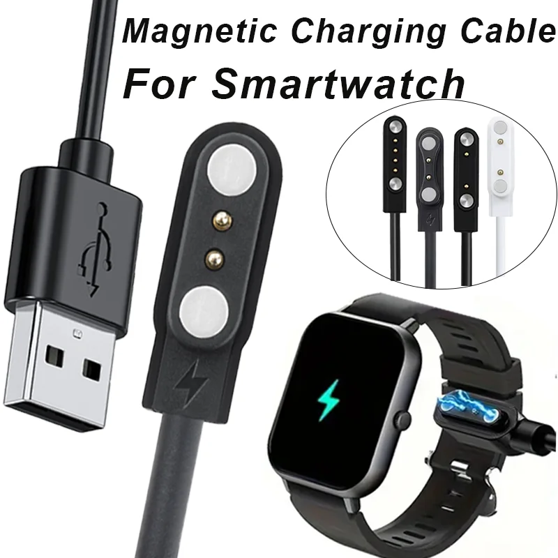 

2 Pins 4 Pins Smartwatch Dock Charger Adapter USB Charging Cable Cord for Smart Watch Power Charge Wire Accessories