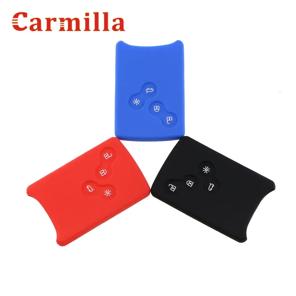 4 Buttons Silicone Rubber Car-Styling Key Cover Case Protector for Renault Clio Logan Megane 2 3 Koleos I Scenic Card