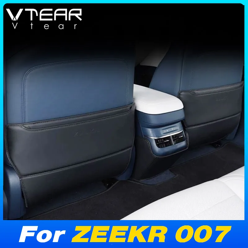 Vtear Car Seats Back PU Leather Cover Anti-Kick Pad Mats Mud Dirt Protector Interior Modification Accessories For ZEEKR 007 2024