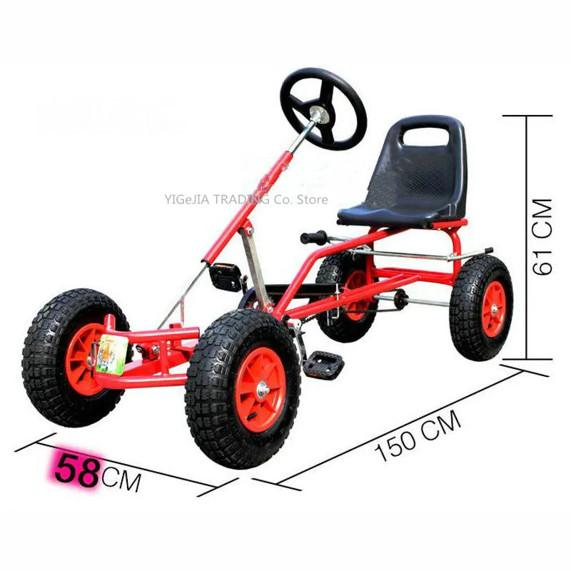 Pedal Go Kart For Teens Above 10ages, Adult Go-Kart with Hand Brake, 16inch Inflatable Wheel, Can Load 120KG