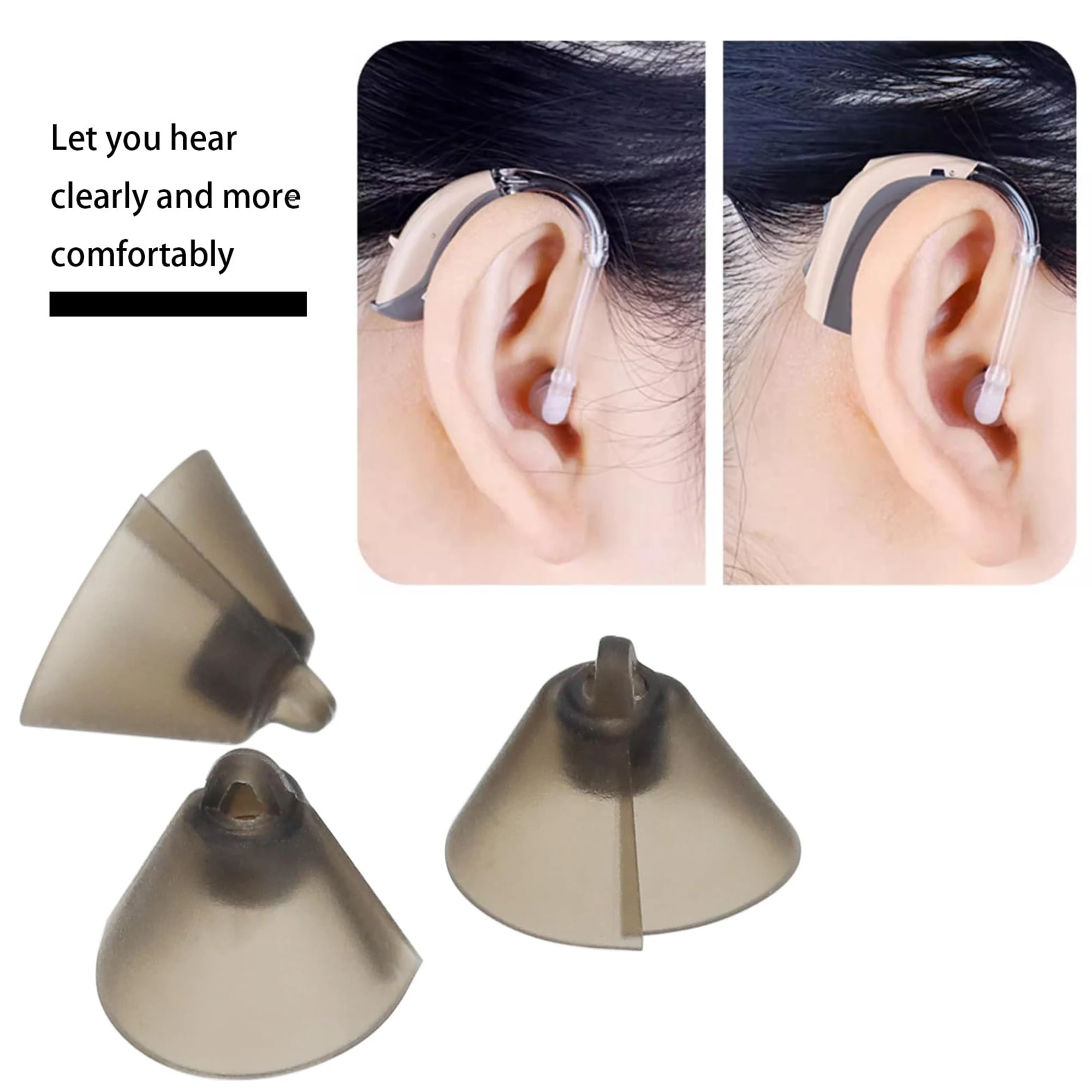 10PCS Resound Sure FitHearing Aid Standard Receiver Tulip Domes Dark Gray Split Ear Rub Piece Comfortable BTE Hearing Amplifier