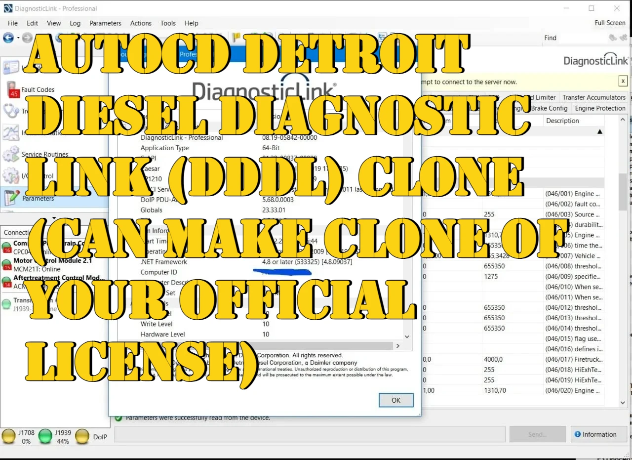 AutoCD Detroit Diesel Diagnostic Link (DDDL) Clone (can Make Clone of Your Official License)
