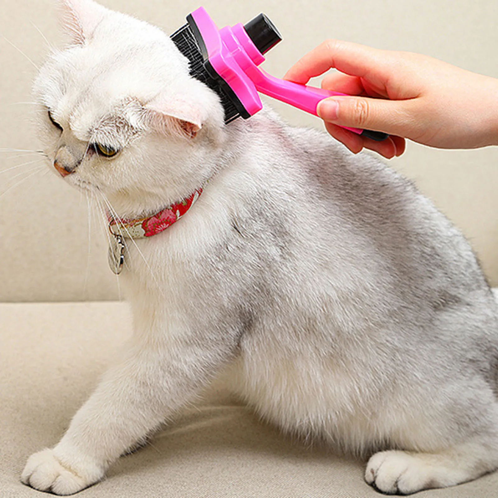 Remoção do cabelo do animal de estimação pente slicker escova para cães gatos auto limpeza removedor de pêlos do gato do cão escovas para derramamento e aliciamento