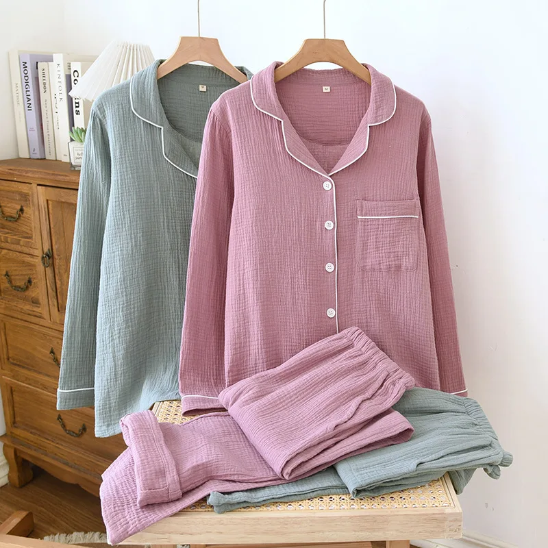 

Хлопковая рубашка, брюки, пижамный костюм для женщин, весенне-осенняя хлопковая домашняя одежда с длинными рукавами, хлопковая женская пижама Mujer