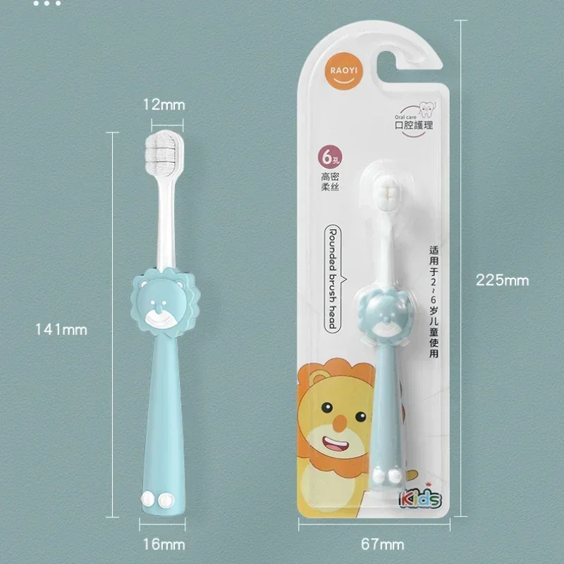 Lion Cartoon Soft Toothbrush para crianças, Limpeza Oral, Doméstico, Cuidado Odontológico, Crianças, Acessórios para bebês, 2-6 Anos, 1Pc