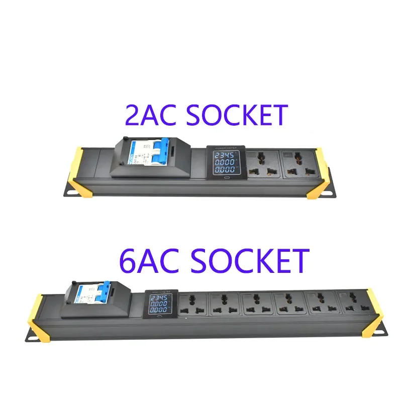 PDU Power Strip 16/32A interruptor de ar Unidade de distribuição de energia Switcher2/3/4/5/6/7/8 Way10A tomada universal medidor de energia