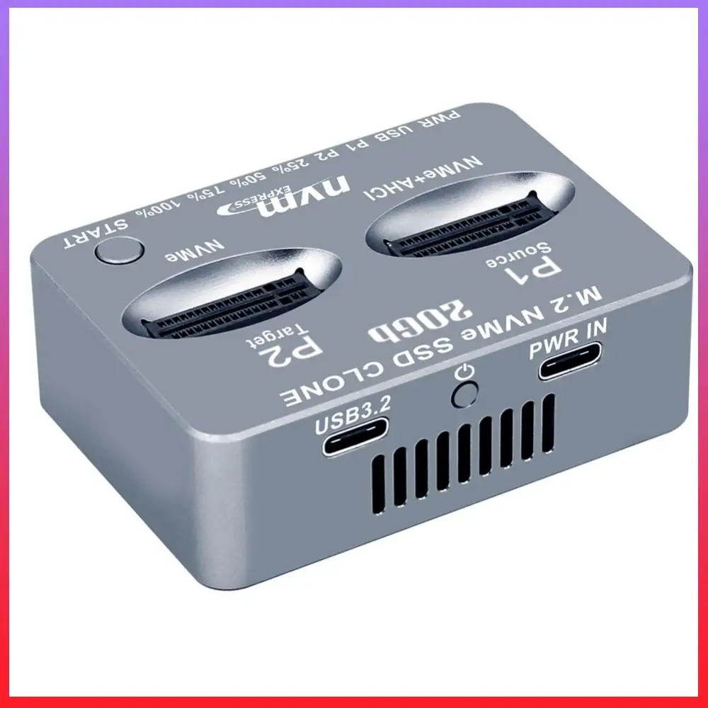 

Dual-Bay M.2 NVME SSD Clone USB3.2 Type C M.2 SSD Enclosure Gen2X 20Gbps Solid Disk Case M.2 M.3 NVME PCI-E for M2 SSD M Key SSD