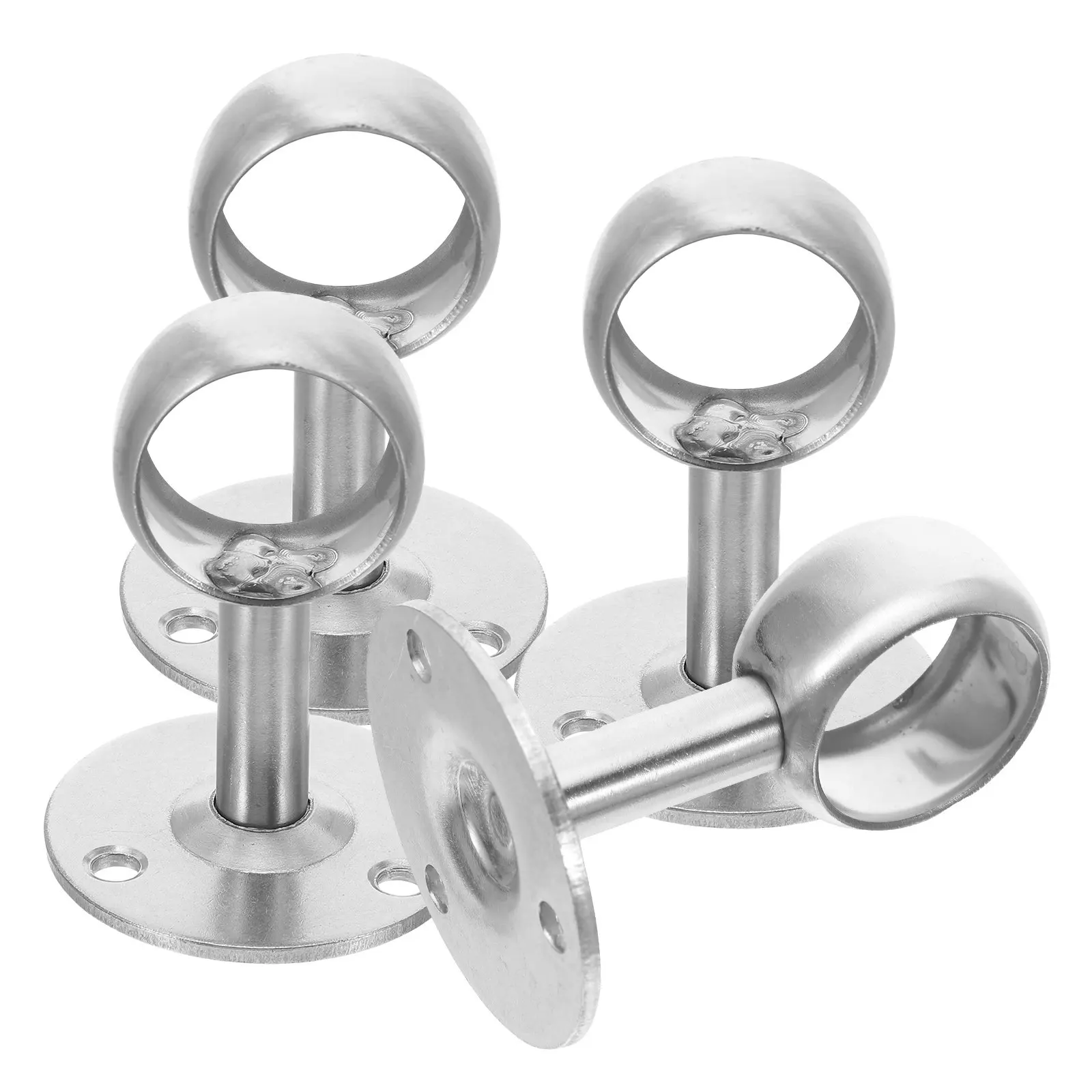 

4Pcs Stainless Steel Closet Rod Support Professional Stable Clothes Shower Curtain Pole Holder Universal Cabinet Wardrobe Drying
