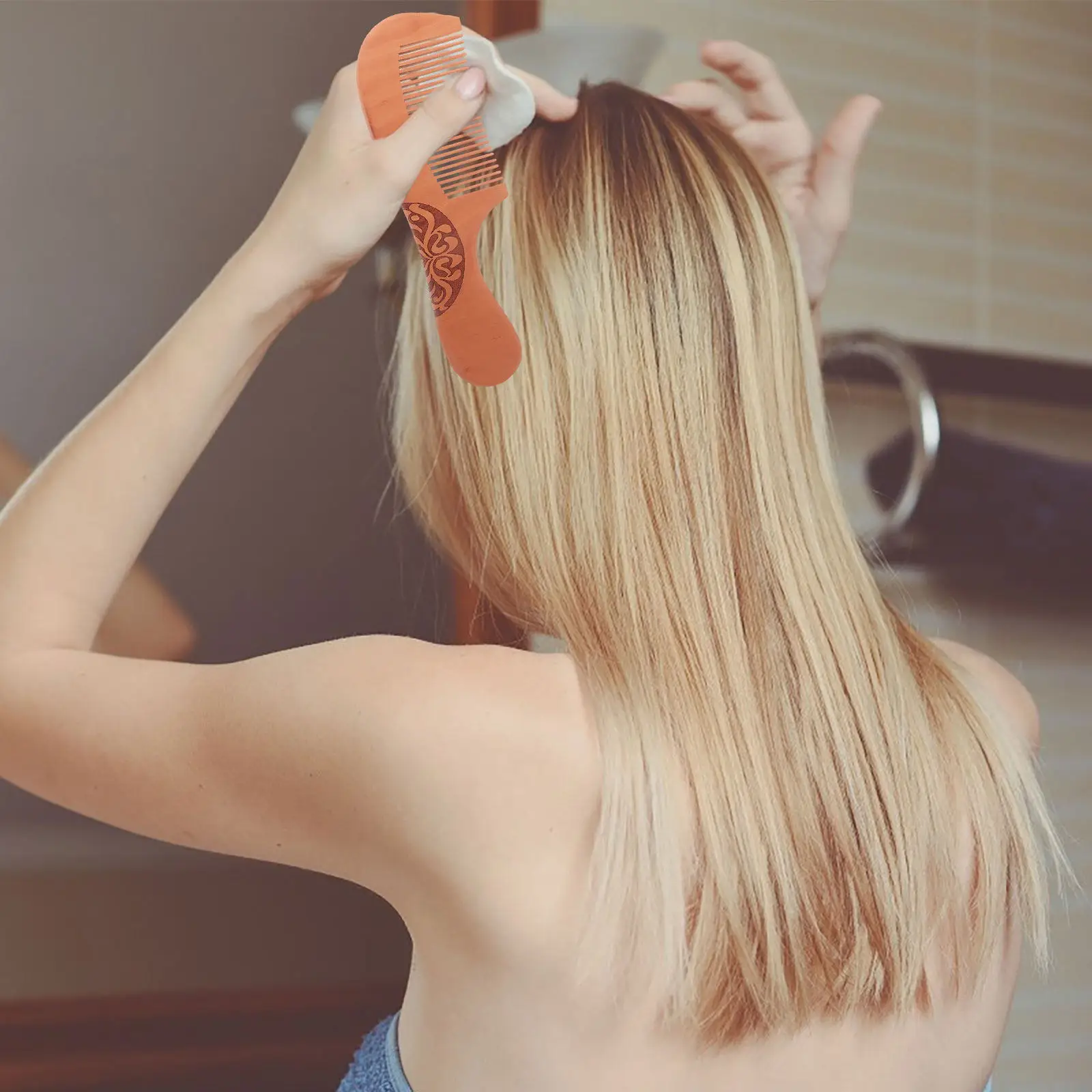 

Деревянная расческа с длинной ручкой, антистатическая, для гладкости волос и распутывания, для мужчин и женщин, для ухода за длинными волосами и бородой, для ежедневного использования, путешествий и дома