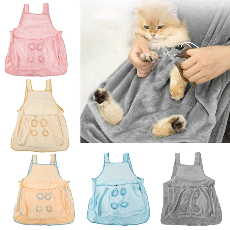 Cats Sleeping Bag Holding Aprons with Pocket Smock Pet Carriers Wrap Pocket Cats Holding Pocket Aprons Home Use B03E