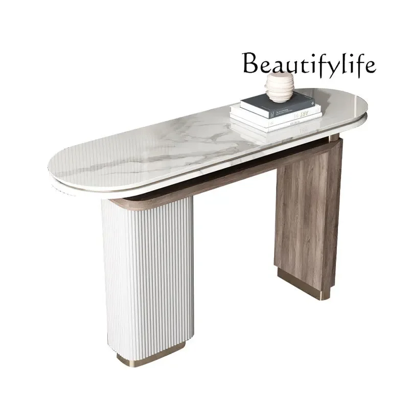 

yj9 Italian minimalist rock slab entrance table Modern simple marble entrance entrance table Light luxury style