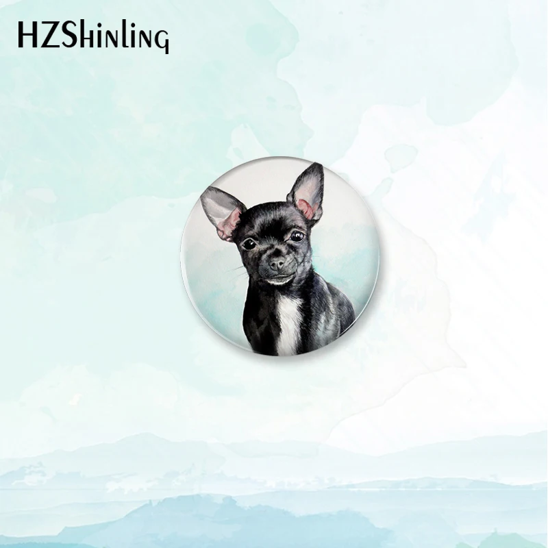 2023 New Chihuahua Badge Brooch Cute Dog Pin Backpack Decoration Pins Round Jewelry Women Gift