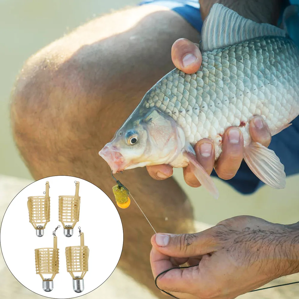 

3Pcs Compact Fishing Bait Cage Lightweight Portable ABS Iron Mesh Trap Ideal for Eels Crabs Lobsters Shrimps Crayfish Fishing