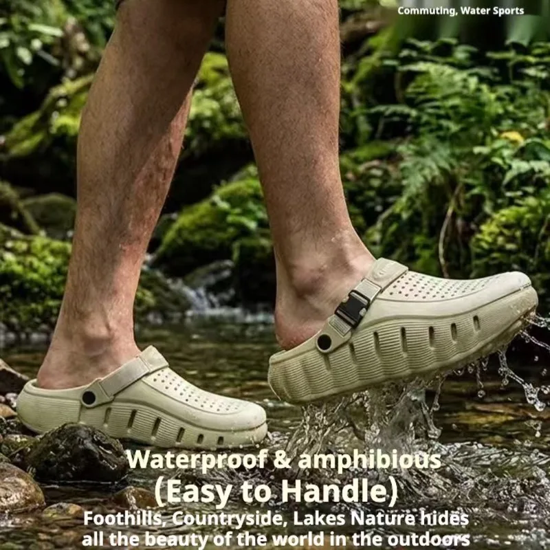 Men's Hole Shoes, Non-slip Soft-soled EVA Two Wear Cool Slippers, Summer Breathable Outdoor Beach Shoes image 5