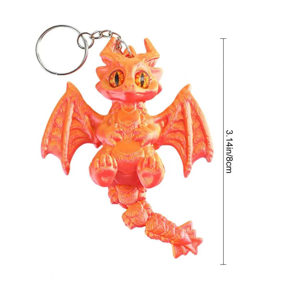 ثلاثية الأبعاد المطبوعة المفاتيح التنين المجنح تصميم كيرينغ مع تتحرك الذيل أكياس الأمتعة المدرسية قلادة على شكل تنين المفاتيح سيارة كيرينغ