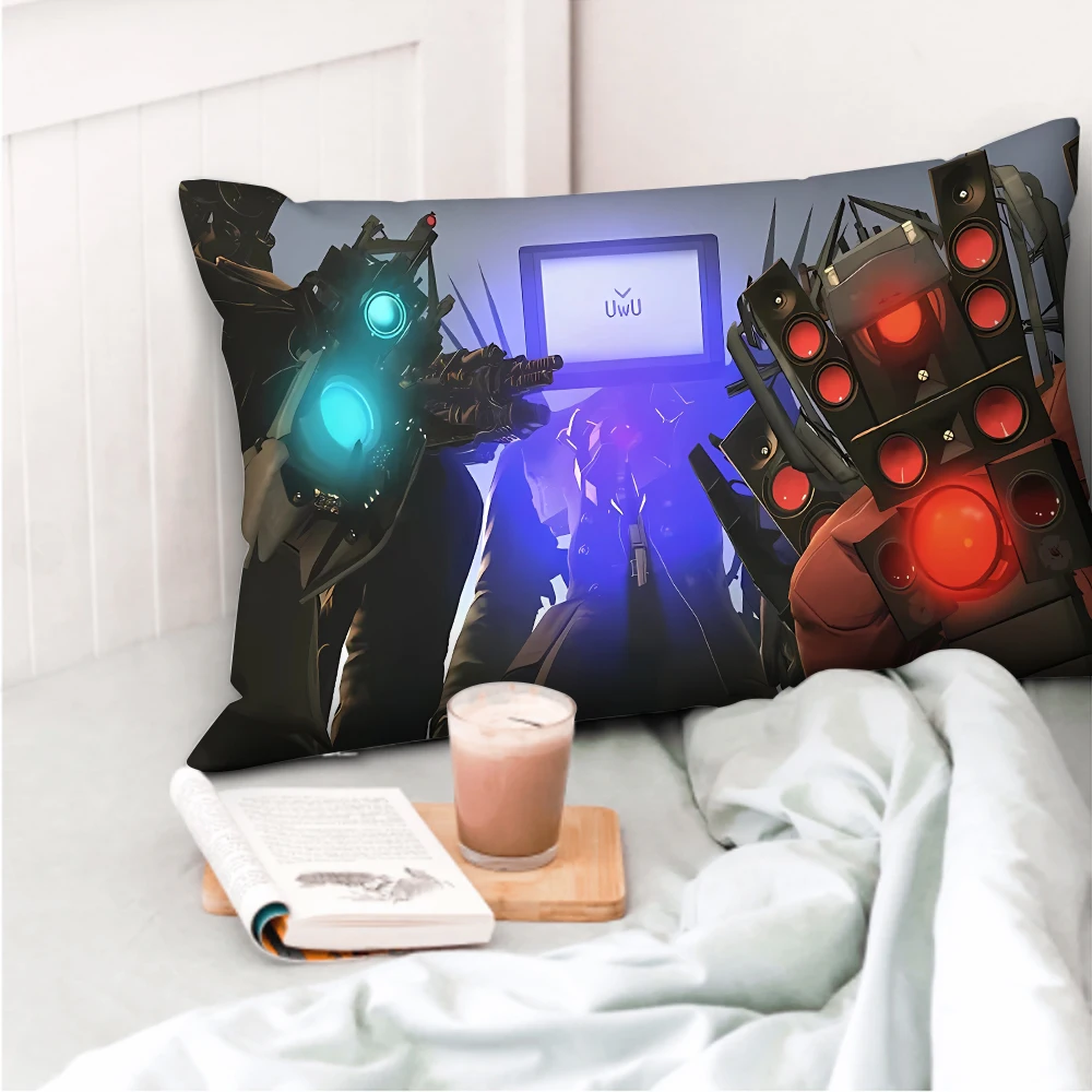 Skibidi-funda de almohada rectangular para el inodoro, cojín de felpa de dibujos animados de Anime, decoración para dormitorio y sala de estar,