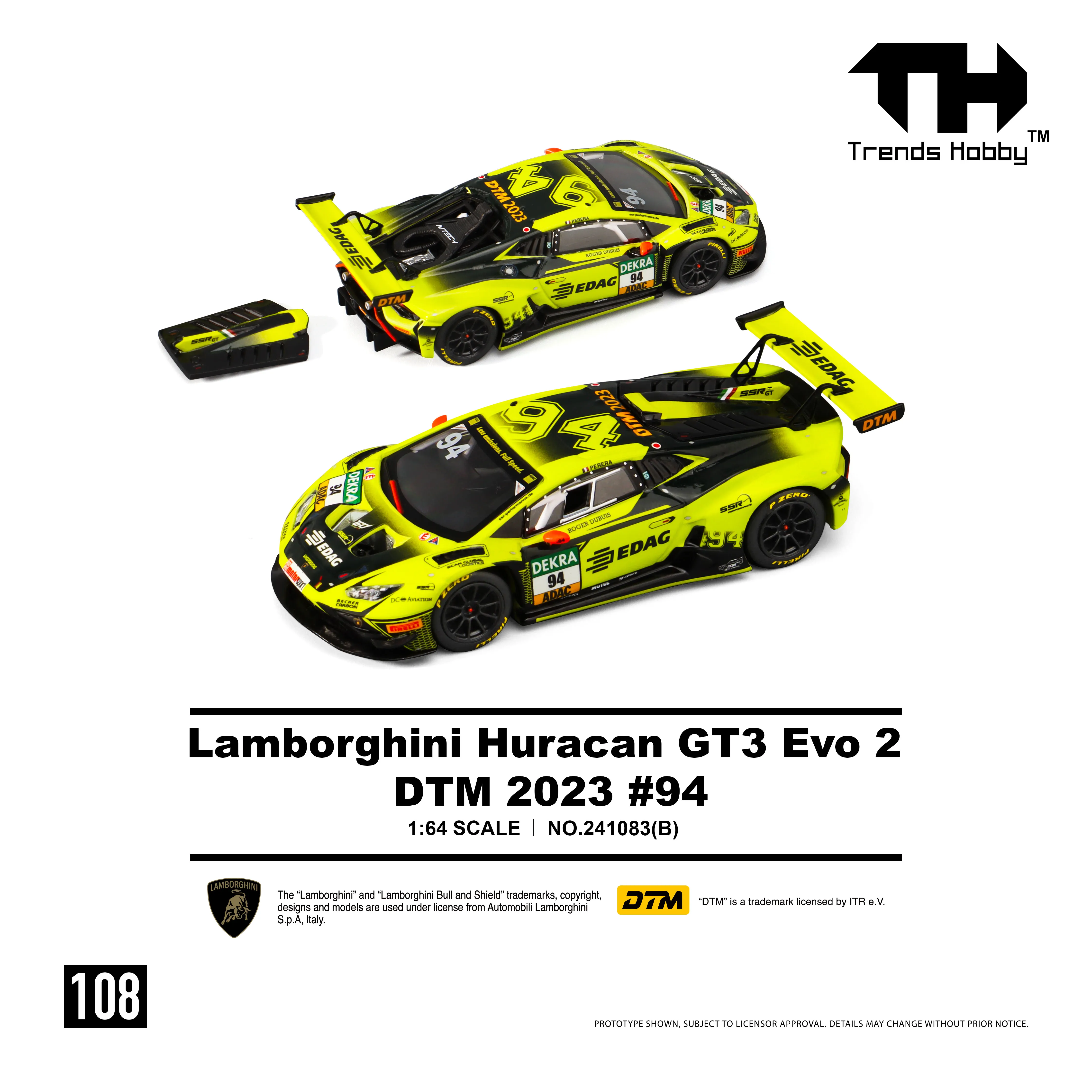 Trends Hobby TH 1:64 Scale Porsche Taycan Turbo GT Lamborghini Huracan GT3 Evo 2-DTM 2023 92# 94# Car Alloy Diecast Model Toys view 2