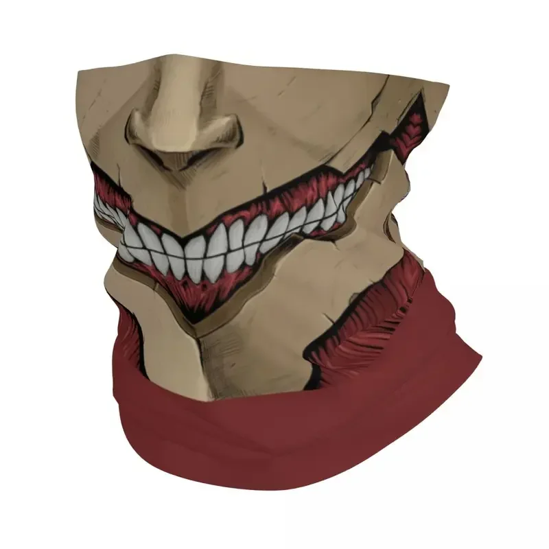 Face Of Armored Titan Neck Gaiter Women Men UV Protection Winter Attack On Titan Bandana Scarf for Hiking