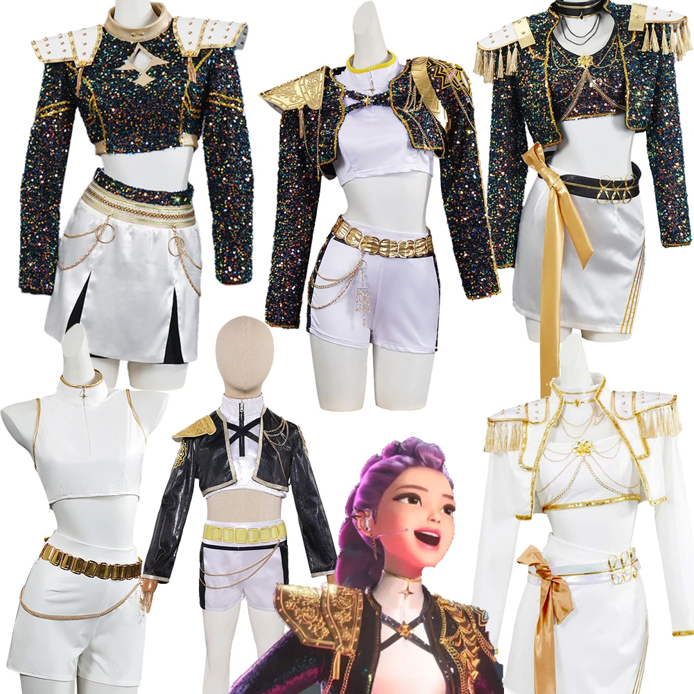 

Детский комбинезон Rumi Mira K POP Demon Hunter, тканевый комбинезон для девочек, сценическое представление, косплей, карнавальные костюмы на Хэллоуин, вечерние маскировочные костюмы