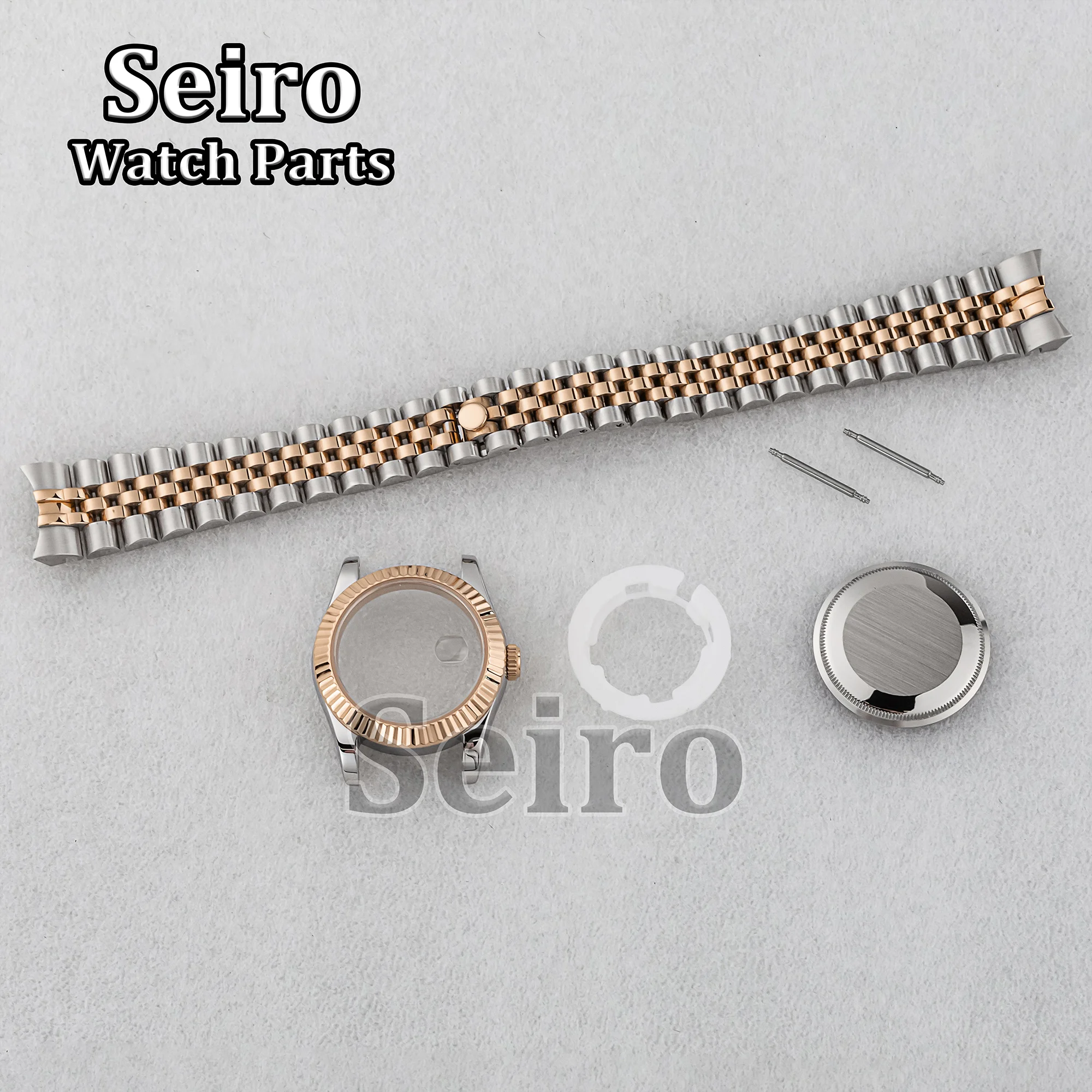 

33MM Stainless Steel Watch Case Lady Sapphire Glass Crytsal 17MM Jubilee Strap for Datejust NH05 NH06 Movement Women Mod Parts