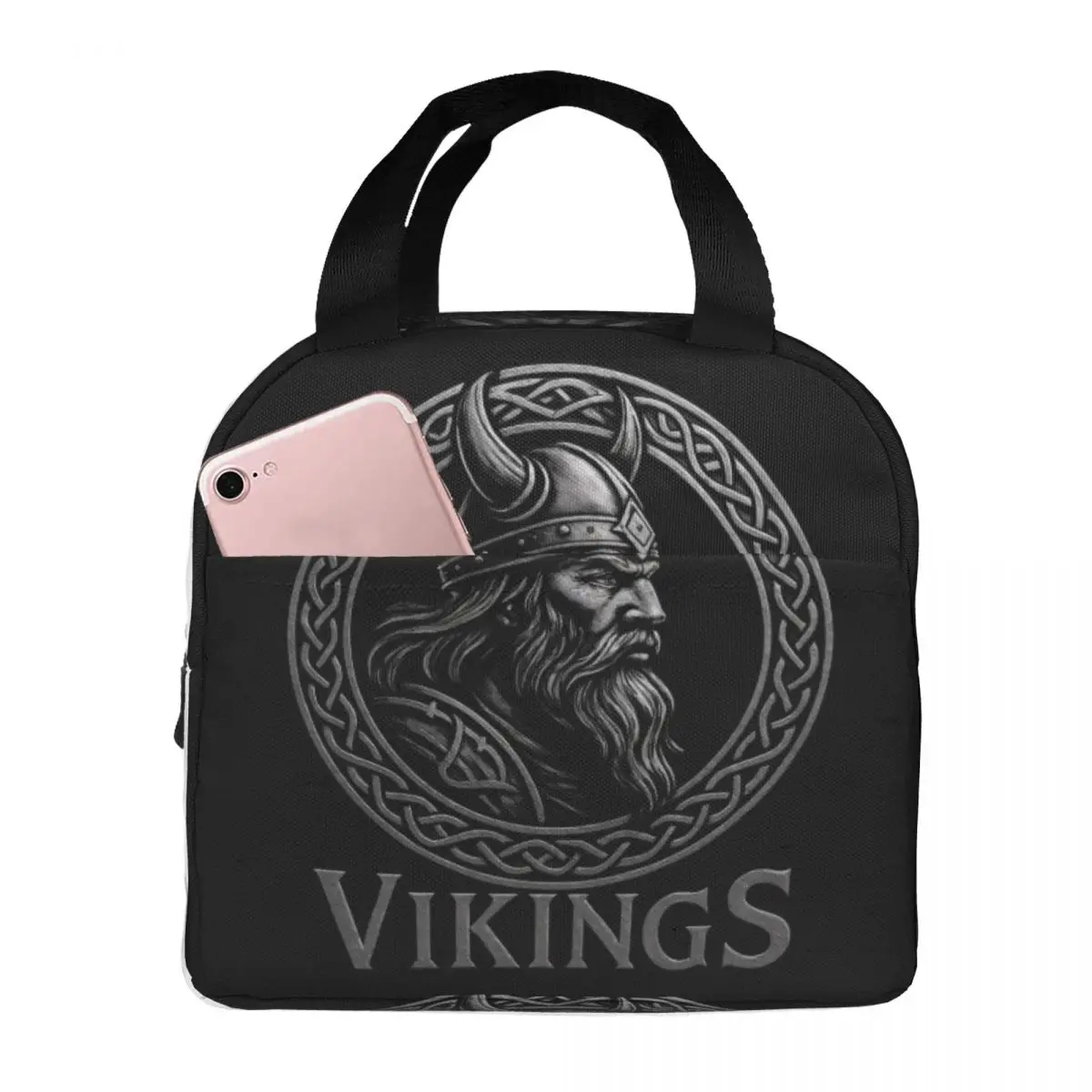 Viking Nordic Warriors In Portrait Thermal Insulated Lunch Bag Women Resuable Lunch Container for School Multifunction Food Box