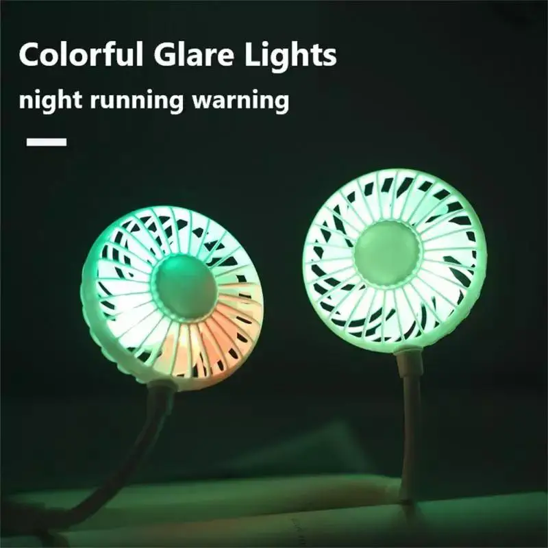 แบบพกพาพัดลมคอแขวนสายคล้องคอพัดลม USB แบบชาร์จไฟได้พัดลมคู่ Air Cooler Kipas Angin Meja กับไฟสีสันสดใสพัดลมทำความเย็น