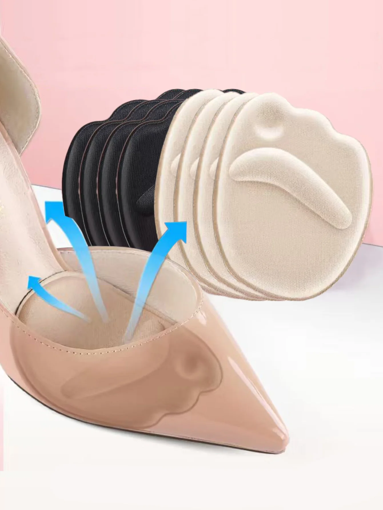 1-4Pirs High Heel Foot Cushions Forefoot Anti-Slip Insole Breathable Shoes Women Protection Foot Pad Supports Inserts