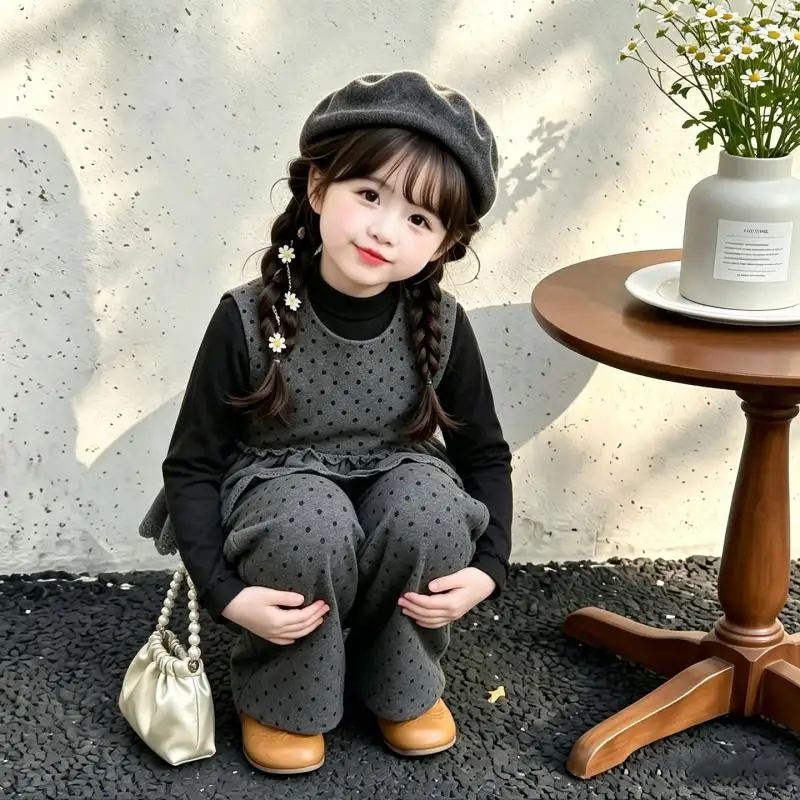 Korean Version Fashion Children Kawaii Spring Autumn T Shirt Pants Girls New Cartoon Long Sleeve Hooded Sweatshirt Girls Clothe