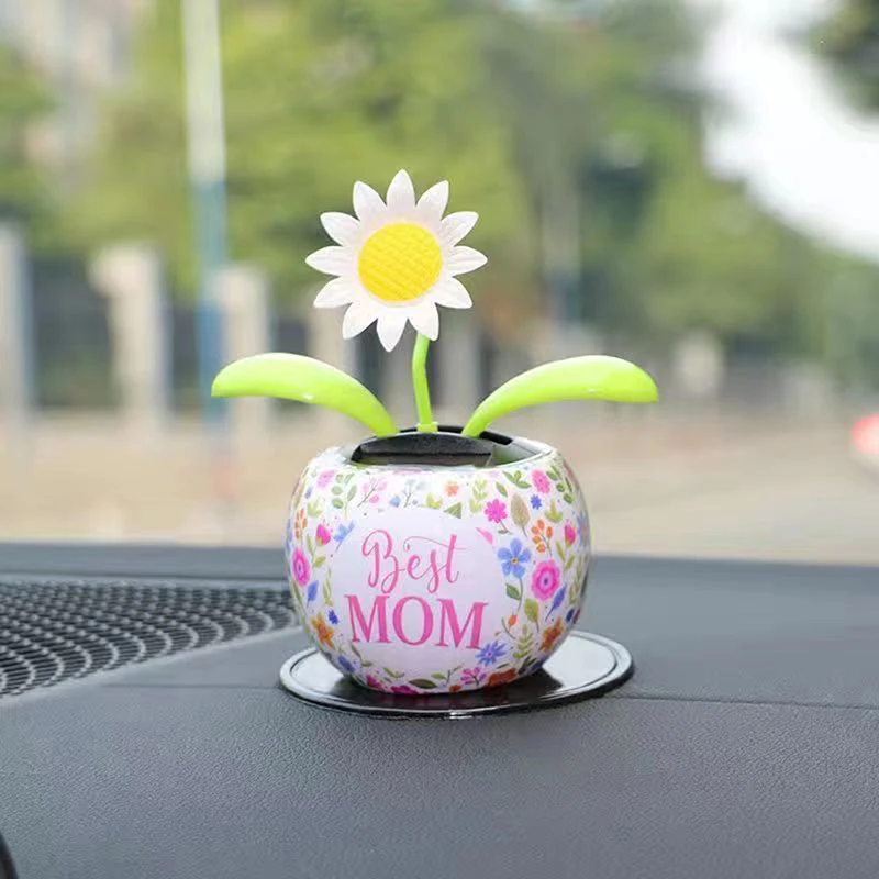 Car Ornament Solar Apple Flower Automatic Swing Sun Flower Bee Butterfly Love Beetle Car Decoration Accessories