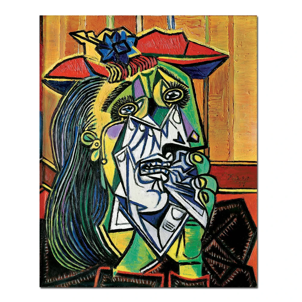 

Weeping Woman by Pablo Picasso Hand Painted Abstract Oil Painting Reproduction Canvas Modern Home Wall Art Decor Artwork