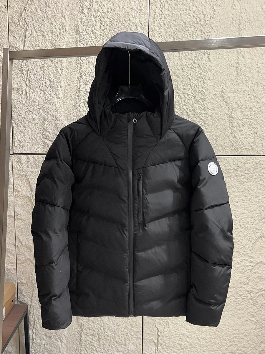 

Tech Cotton Hooded Jacket for Men Thick Warm Water Resistant Windproof Winter Coat Standard Fit Cleanfit Style Zipper Closure