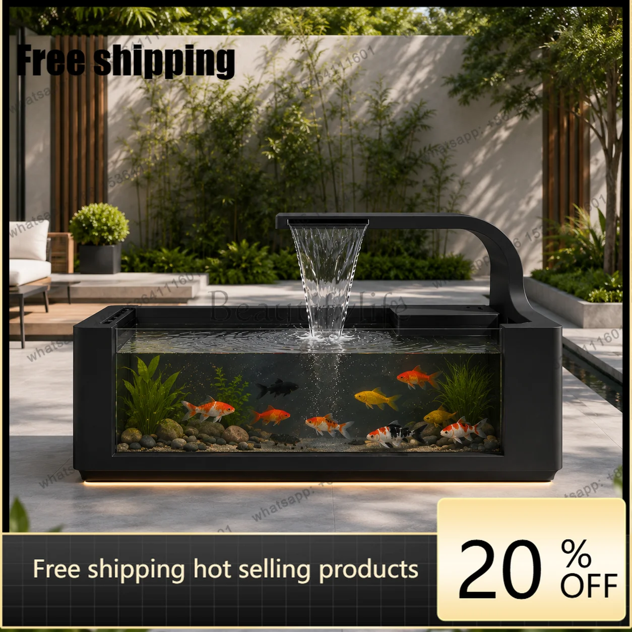 

Stainless steel fish pond outdoor courtyard garden circulating water ornament landscaping terrace