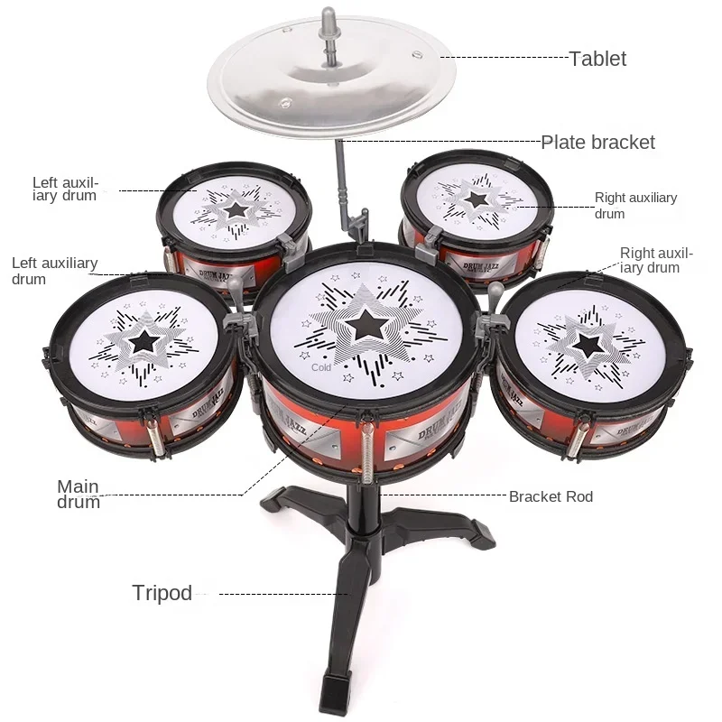 Children's Jazz Drum Toys Percussion Rock Set Children's Music Tambourine Kids Drum Set Music Instrument Educational Toy Gift