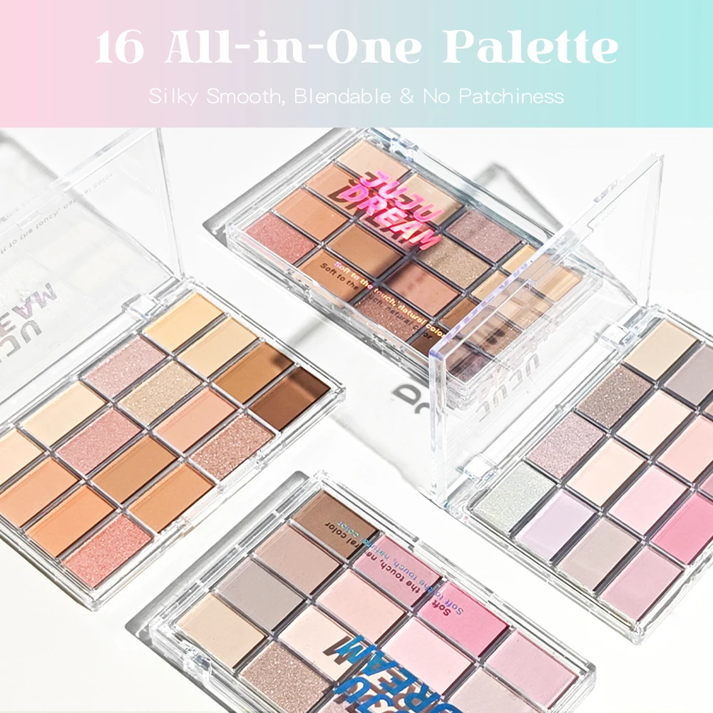 16色のアイシャドウパレット、パール光沢マットな蚕のような質感、低彩度のアースカラーで毎日のメイクを明るくします