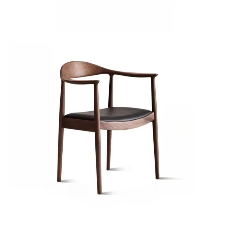 

Medieval solid wood chair backrest horn office leisure Nordic study