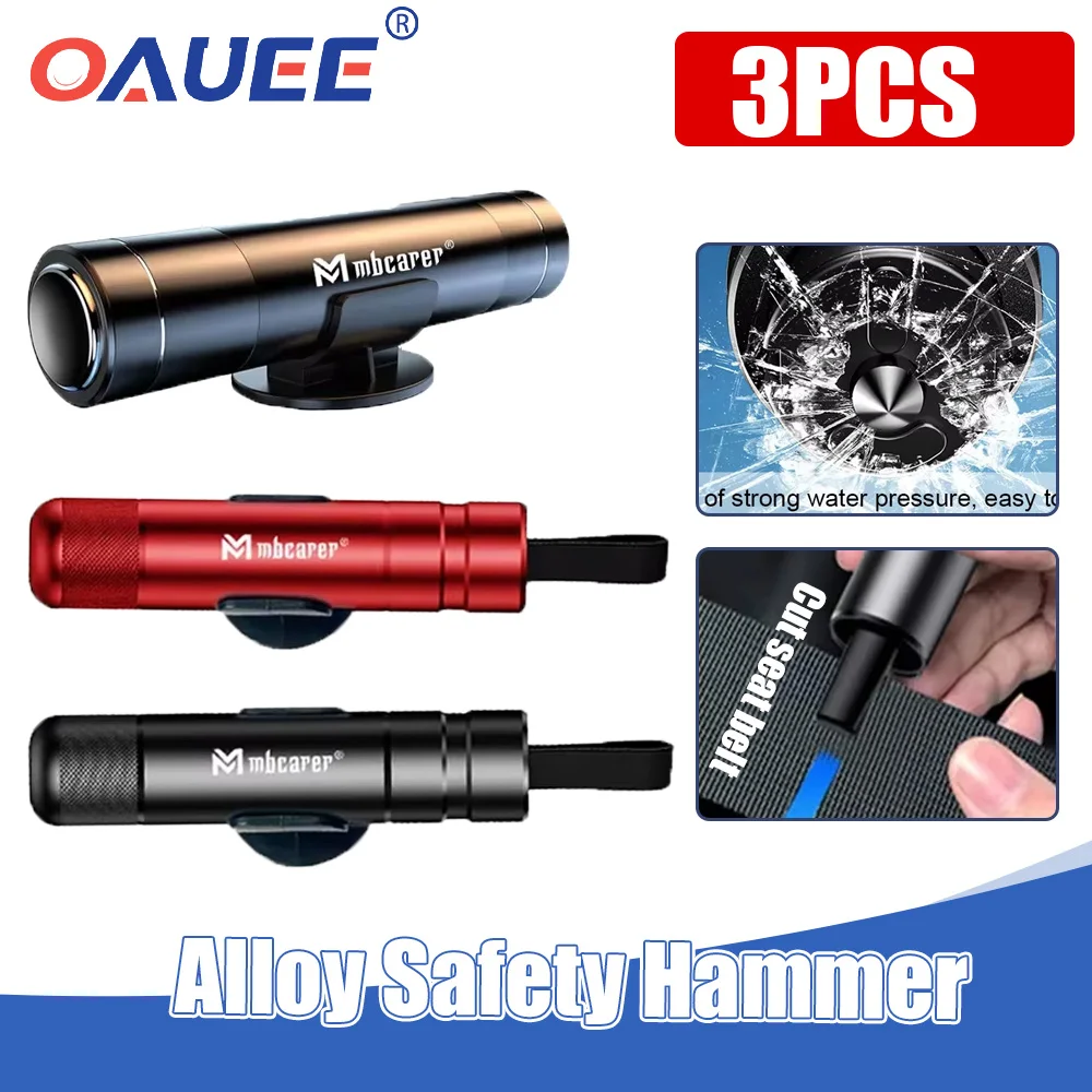 

Oauee 3PCS Alloy Car Safety Hammer Seat Belt Cutter Emergency Window Breaking Self Rescue Escape Emergency Hammer Rescue Tool