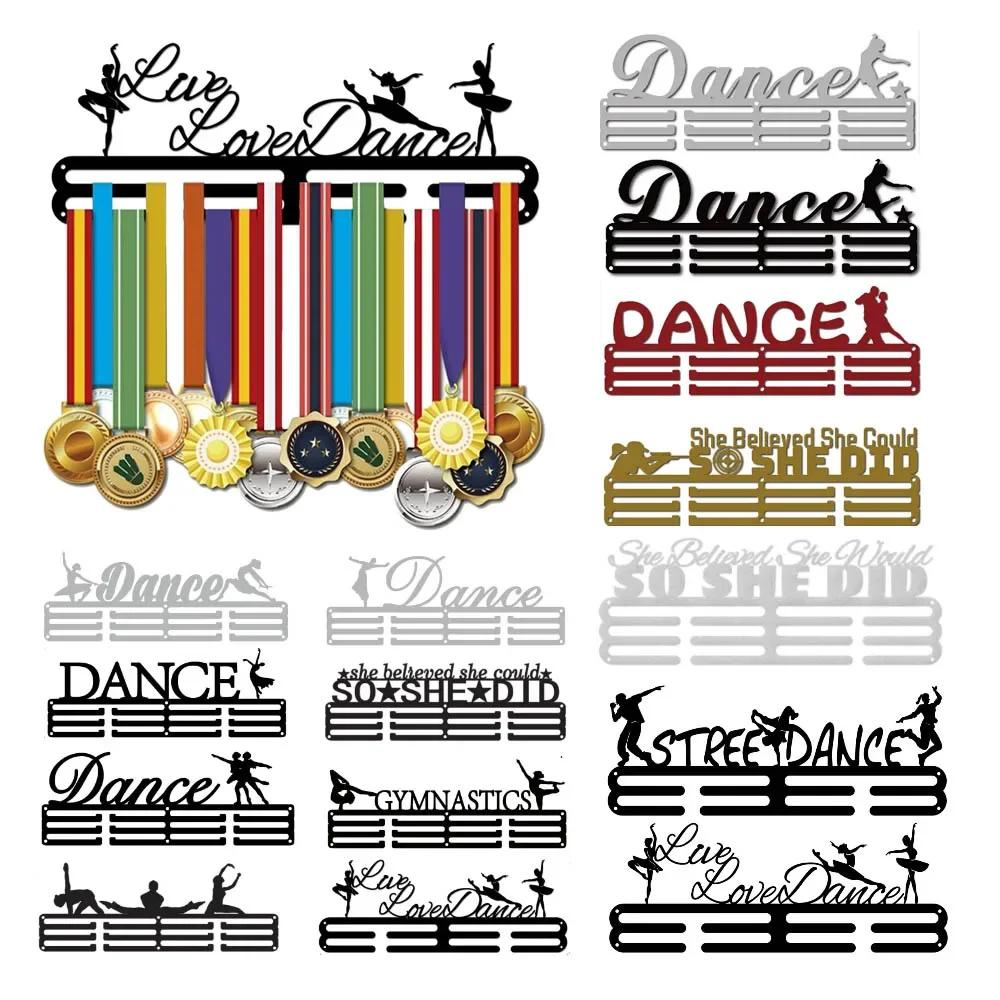 Dance Medal Holder Display Hanger Rack Black Iron Wall Mounted Hooks for Girl Dancing Athletic Competition Medals Wall Hanging