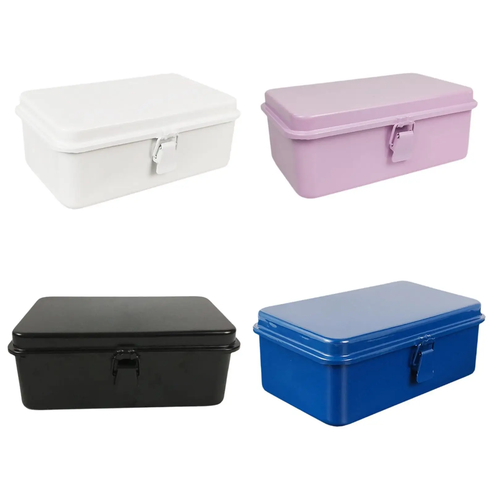 Metal Storage Box Rectangular Desktop with Lid Portable Retro Style Holder Organizer Case for Key Handbook Sticker Home Note